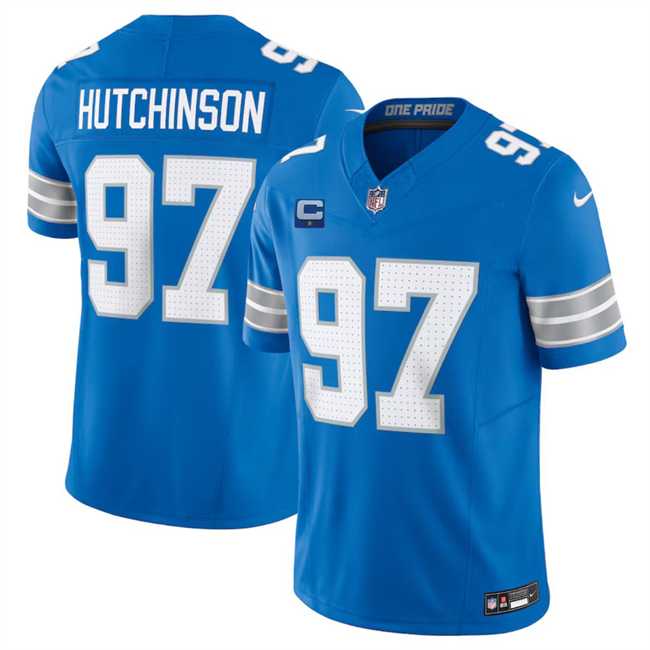 Men & Women & Youth Detroit Lions #97 Aidan Hutchinson Blue 2024 F.U.S.E. With 1-Star C Patch Vapor Limited Stitched Jersey->detroit lions->NFL Jersey
